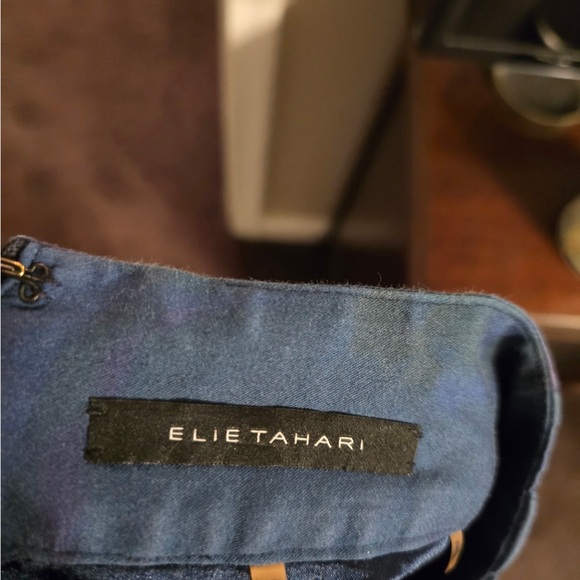 Ellie TAHARI Blue Pleated Skirt Size 8 Floral Colorful A Line Silk? - Picture 7 of 8